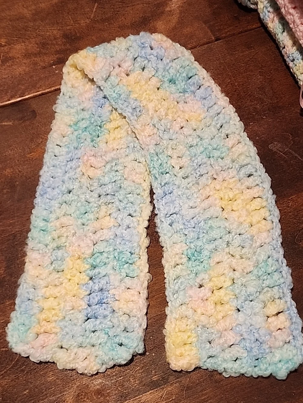 Hand Crafted Pastel Multi-Color Crochet Kids Scarf - Soft Baby Hues